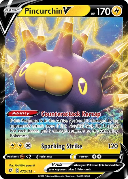 Pincurchin V, Pokémon card RCL 72 — Rebel Clash set