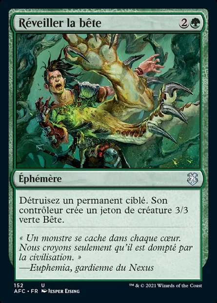 Réveiller la bête, carte Magic AFC 152 — extension Forgotten Realms Commander