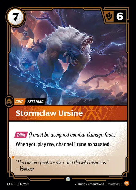 Stormclaw Ursine, carte Riftbound OGN 137 — extension Origins