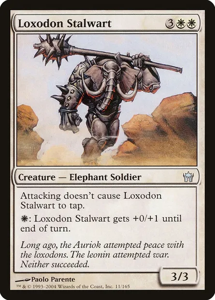 Loxodon vigoureux, carte Magic 5DN 11 — extension La Cinquième Aube