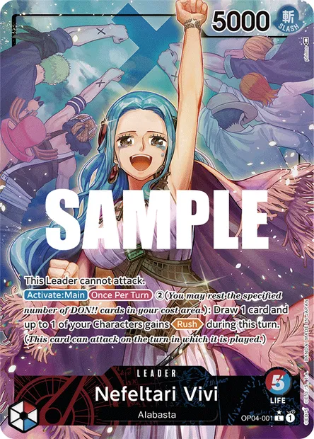 Nefeltari Vivi, One Piece card OP04-001 — KINGDOMS OF INTRIGUE set