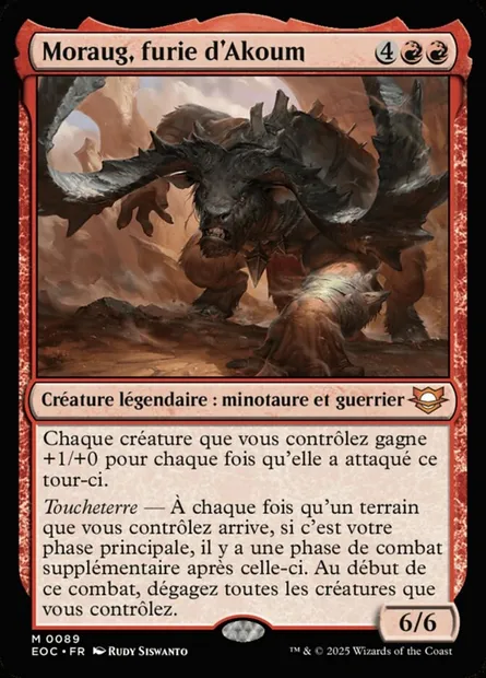 Moraug, furie d'Akoum, carte Magic EOC 89 — extension Edge of Eternities Commander