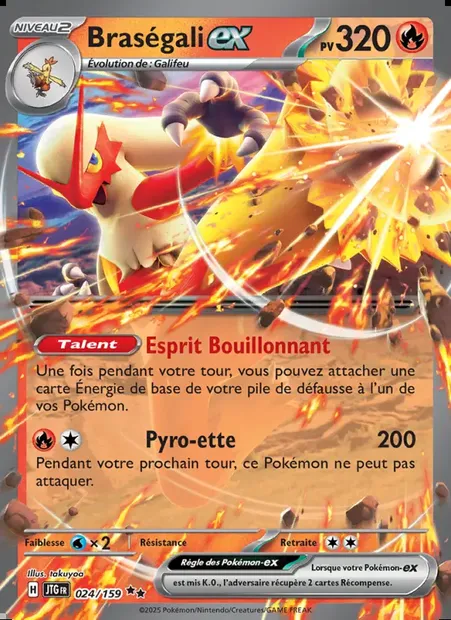Braségali-ex, carte Pokémon JTG 024 — extension Aventures Ensemble