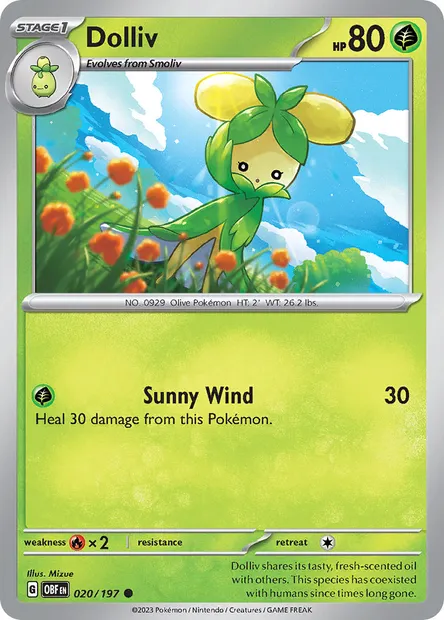 Dolliv, Pokémon card OBF 020 — Obsidian Flames set