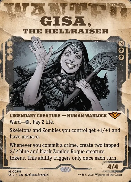 Gisa, the Hellraiser, Magic card OTJ 288 — Outlaws of Thunder Junction set