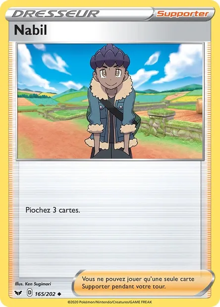 Nabil, carte Pokémon SSH 165 — extension Épée et Bouclier