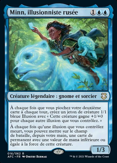 Minn, illusionniste rusée, carte Magic AFC 16 — extension Forgotten Realms Commander