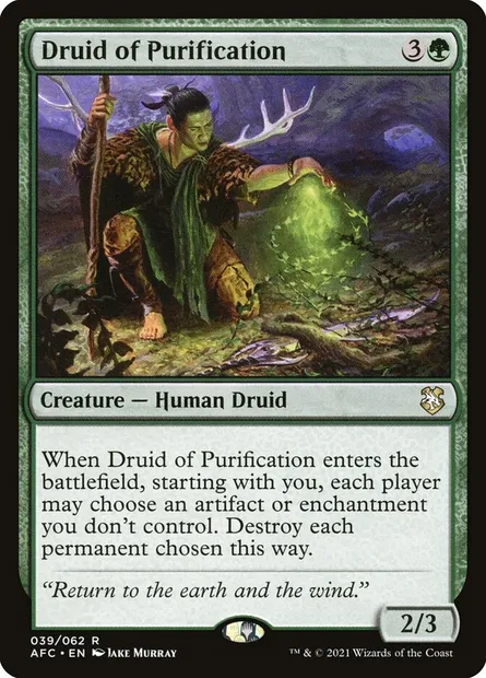Druid of Purification, Magic card AFC 39 — Forgotten Realms Commander set