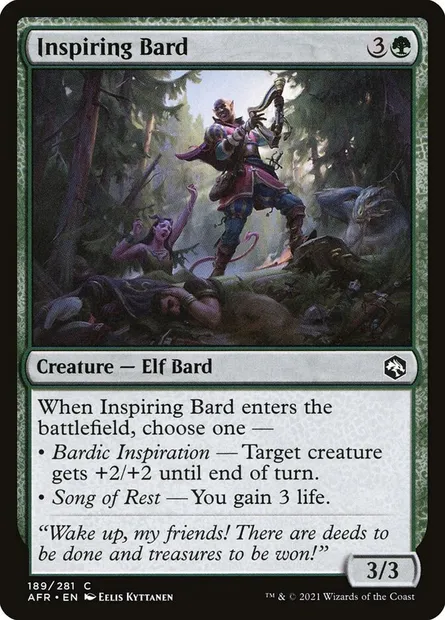 Inspiring Bard, Magic card AFR 189 — Adventures in the Forgotten Realms set