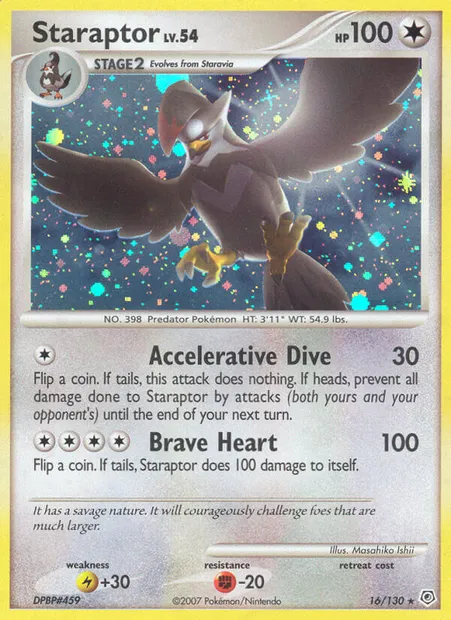 Étouraptor, carte Pokémon DP 16 — extension Diamant & Perle