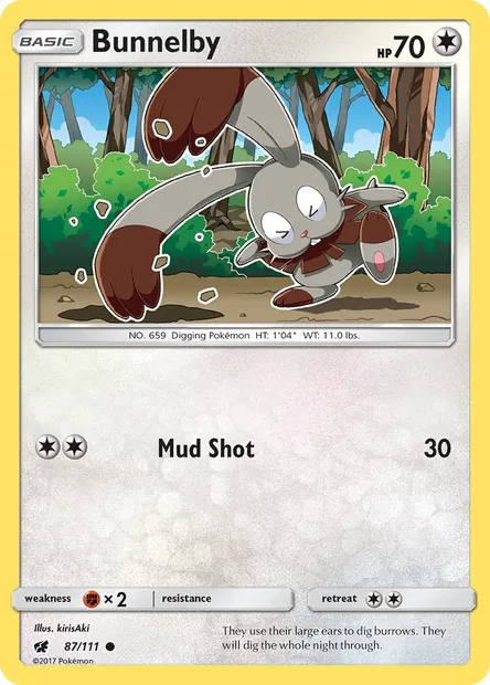 Bunnelby, Pokémon card CIN 87 — Crimson Invasion set