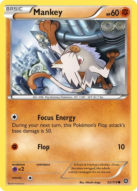Mankey, Pokémon card STS 52 — Steam Siege set