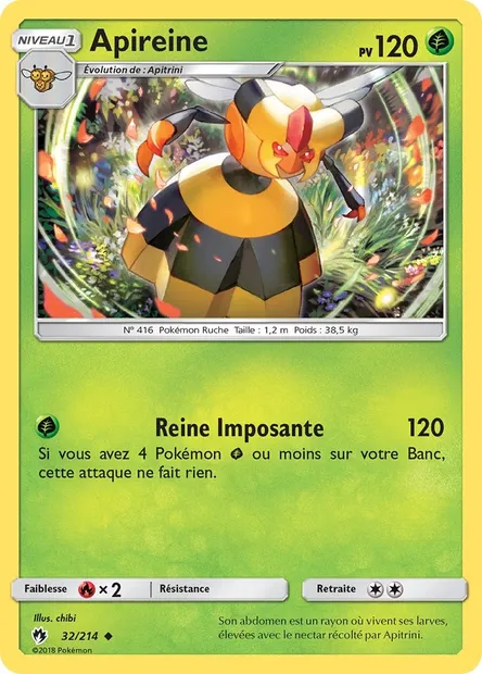 Apireine, carte Pokémon LOT 32 — extension Tonnerre Perdu