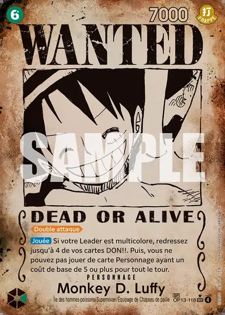 Monkey D. Luffy, carte One Piece OP13-118 — extension SUCCESSEURS
