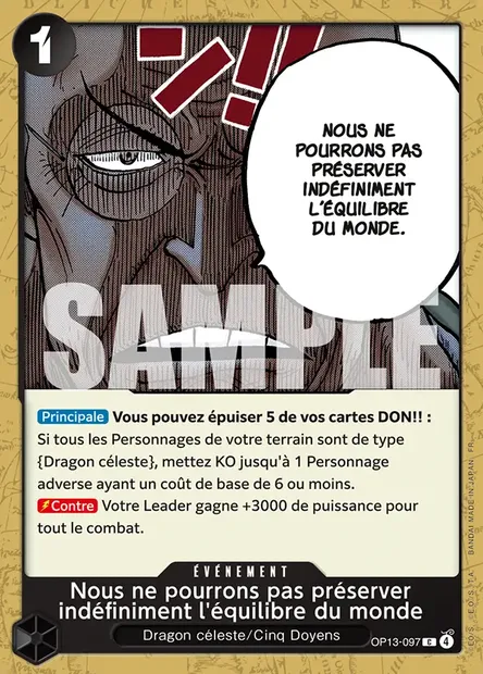 Nous ne pourrons pas préserver indéfiniment l'équilibre du monde, carte One Piece OP13-097 — extension SUCCESSEURS