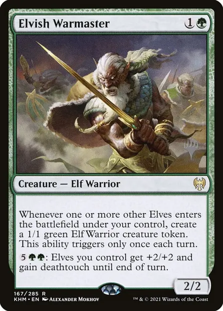 Elvish Warmaster, Magic card PKHM 167p — Kaldheim Promos set