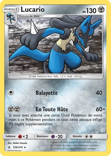 Lucario, carte Pokémon UNB 126 — extension Alliance Infaillible