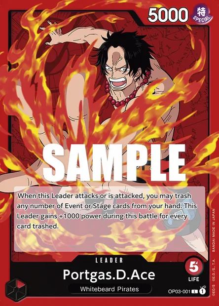Portgas D. Ace, carte One Piece OP03-001 — extension PILLARS OF STRENGTH