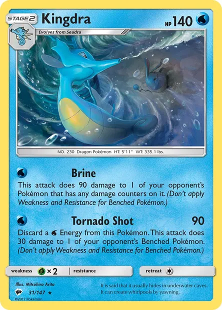 Kingdra, Pokémon card BUS 31 — Burning Shadows set