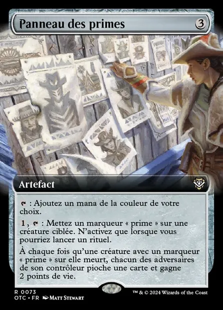 Panneau des primes, carte Magic OTC 73 — extension Outlaws of Thunder Junction Commander