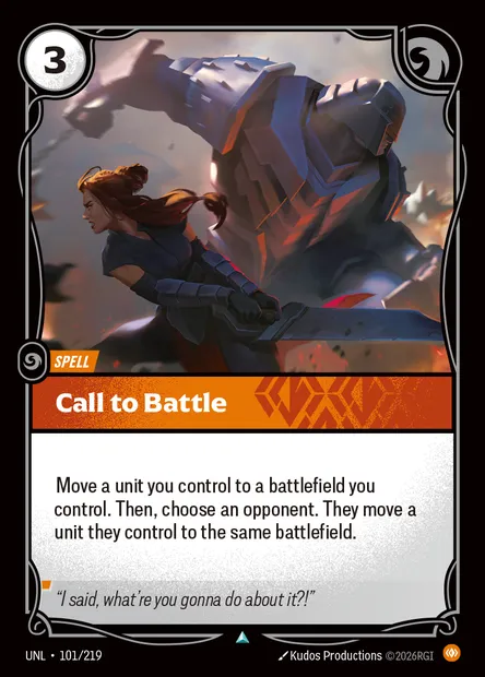 Call to Battle, carte Riftbound UNL 101 — extension Unleashed
