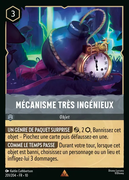 Mécanisme très ingénieux, carte Disney Lorcana CH10-201 — extension Lueurs dans les Profondeurs