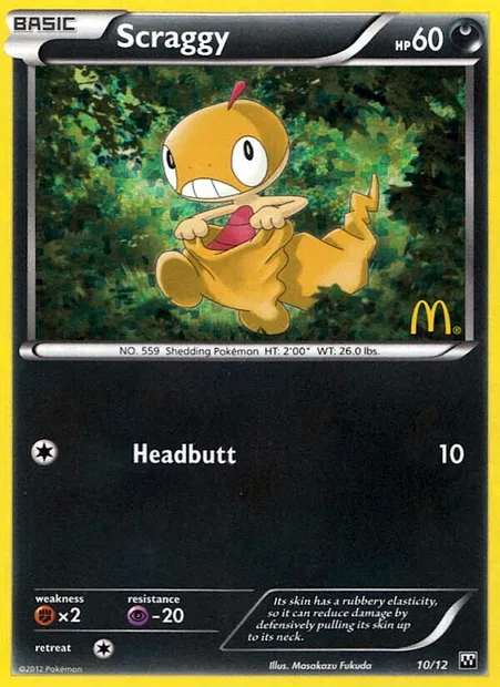 Scraggy, Pokémon card MCD12 10 — McDonald's Collection 2012 set
