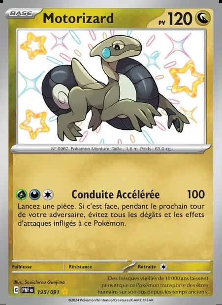Motorizard, carte Pokémon PAF 195 — extension Destinées de Paldea