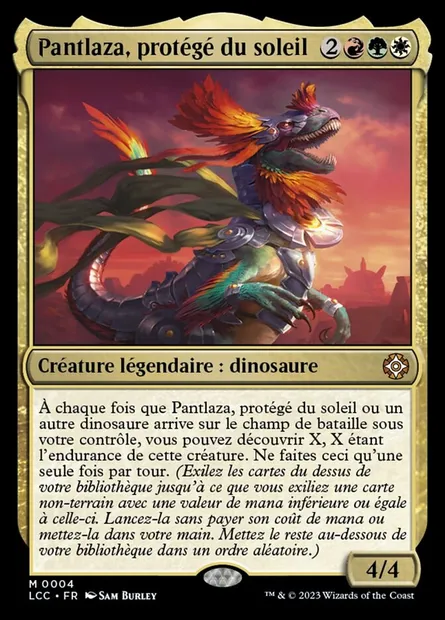 Pantlaza, protégé du soleil, carte Magic LCC 4 — extension The Lost Caverns of Ixalan Commander
