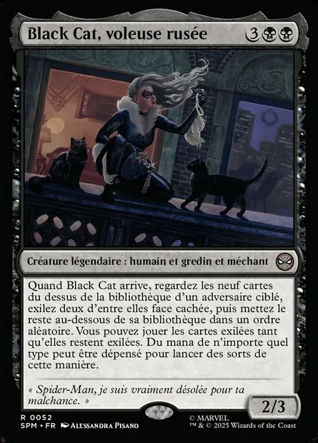 Black Cat, voleuse rusée, carte Magic SPM 52 — extension Marvel's Spider-Man