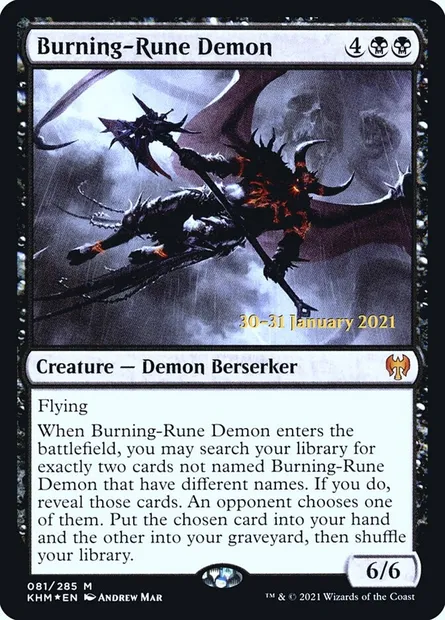 Burning-Rune Demon, Magic card PKHM 81s — Kaldheim Promos set