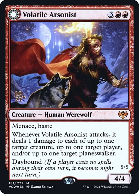 Volatile Arsonist // Dire-Strain Anarchist, Magic card PVOW 181s — Innistrad: Crimson Vow Promos set