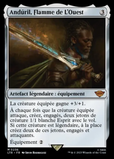 Andúril, Flamme de L'Ouest, carte Magic LTR 236 — extension Le Seigneur des Anneaux : chroniques de la Terre du Milieu