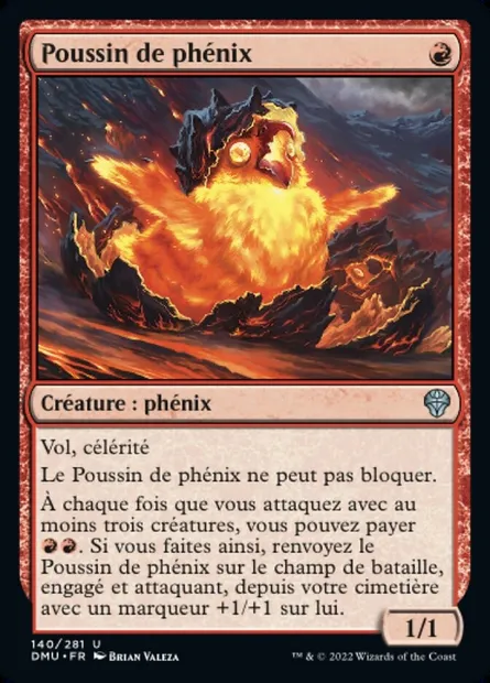 Poussin de phénix, carte Magic DMU 140 — extension Dominaria Uni