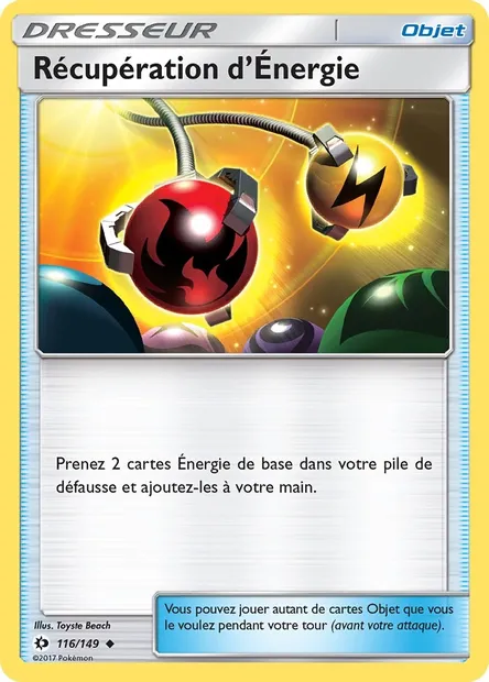 Récupération d’Énergie, carte Pokémon SUM 116 — extension Soleil et Lune