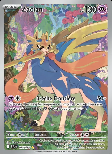 Zacian, carte Pokémon PFL 100 — extension Flammes Fantasmagoriques