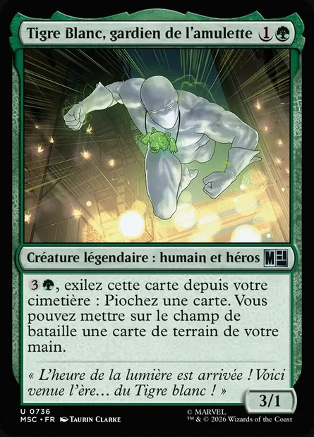 Tigre Blanc, gardien de l'amulette, carte Magic MSC 736 — extension Marvel Super Heroes Commander