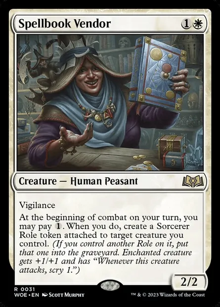Spellbook Vendor, Magic card WOE 31 — Wilds of Eldraine set