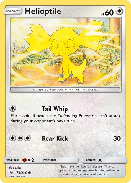 Helioptile, Pokémon card CEC 179 — Cosmic Eclipse set