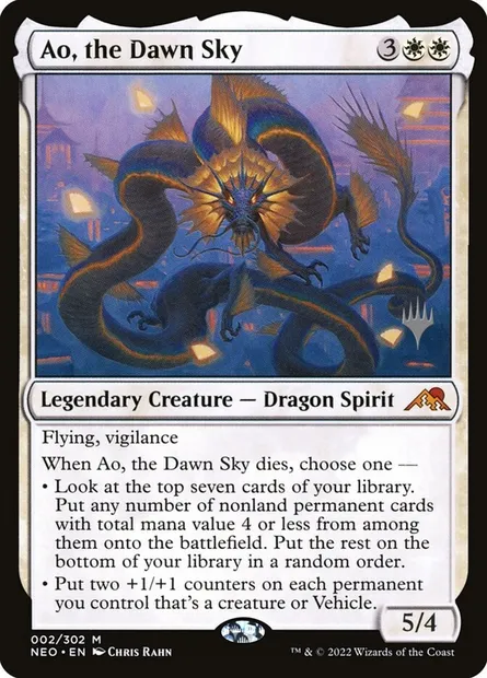 Ao, le ciel de l'aube, carte Magic PNEO 2p — extension Kamigawa: Neon Dynasty Promos