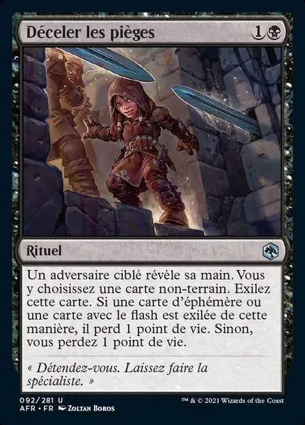 Déceler les pièges, carte Magic AFR 92 — extension Forgotten Realms: Aventures dans les Royaumes Oubliés