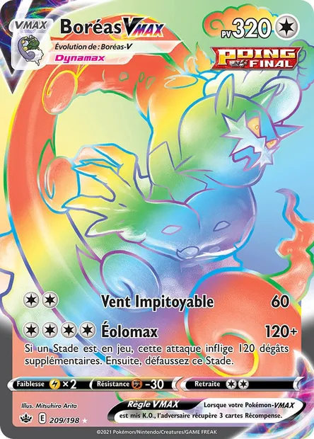 Boréas VMAX, carte Pokémon CRE 209 — extension Règne de Glace