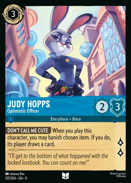 Judy Hopps - Optimistic Officer, Disney Lorcana card CH9-157 — Fabled set