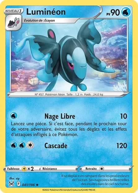 Luminéon, carte Pokémon LOR 041 — extension Origine Perdue