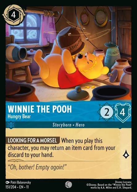 Winnie the Pooh - Hungry Bear, Disney Lorcana card CH11-151 — Winterspell set