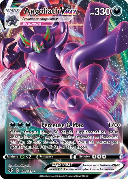 Angoliath VMAX, carte Pokémon DAA 115 — extension Ténèbres Embrasées