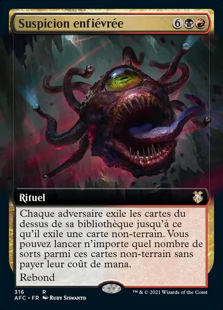 Suspicion enfiévrée, carte Magic AFC 316 — extension Forgotten Realms Commander