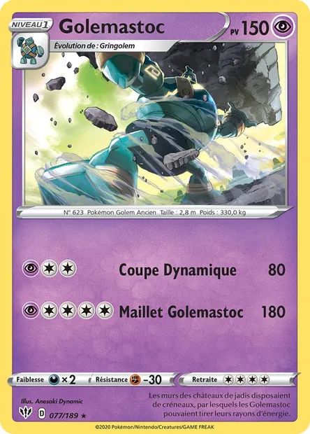 Golemastoc, carte Pokémon DAA 77 — extension Ténèbres Embrasées