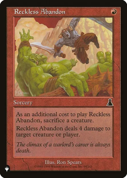 Reckless Abandon, Magic card PLST UDS-94 — The List set