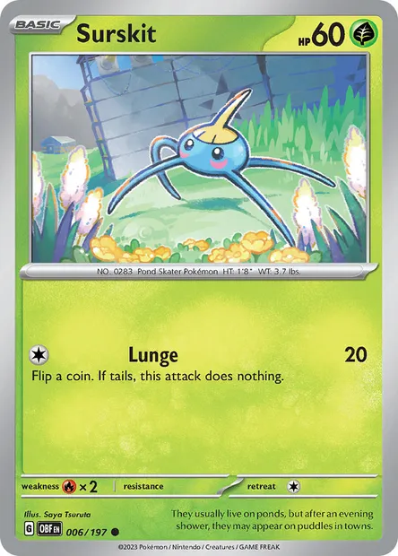 Surskit, Pokémon card OBF 006 — Obsidian Flames set